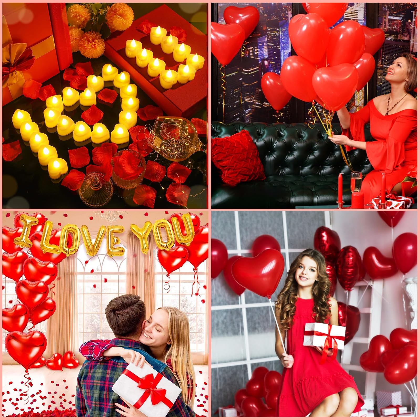 4229 PCS Romantic Decoration Set Rose Petals, Candles, Balloons, LED Hearts