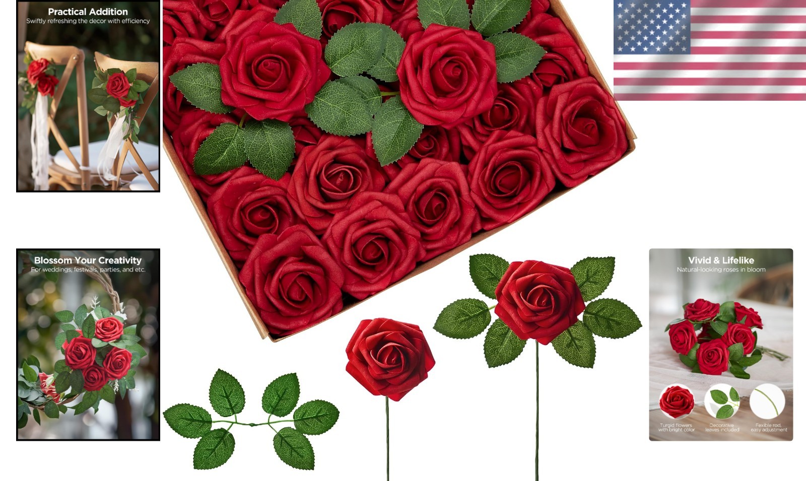 Faux Foam Roses Bulk 100 Pcs | Bridal Shower, Wedding Decor