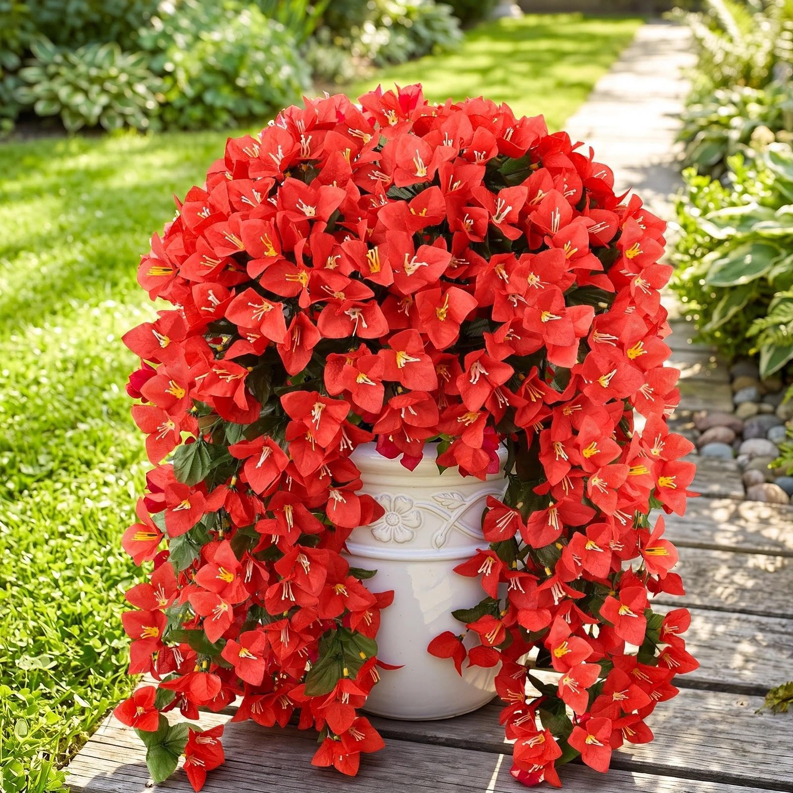 ATTGREAT Artificial Bougainvillea for Outdoors Faux Plants UV Resistant Flowers