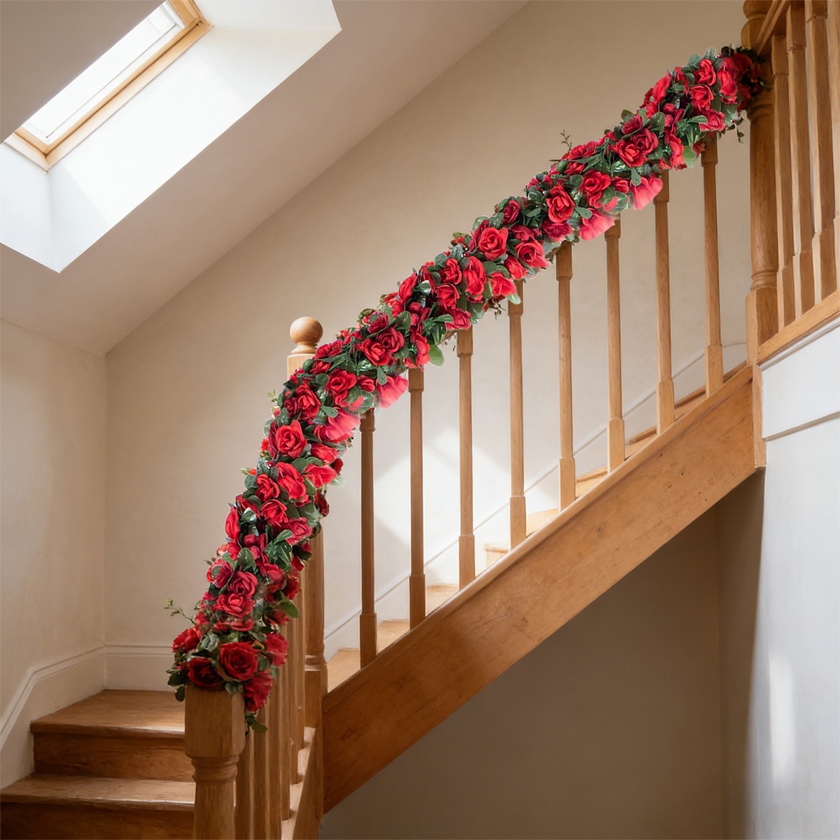 9Pcs/set Artificial Silk Flower 8.2Ft Garland Fake Rose Vines Wall Hanging Plant