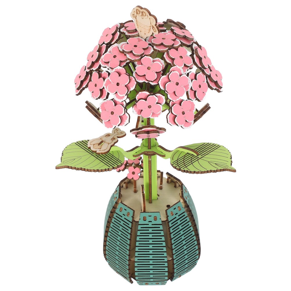 1 Set Durable Wooden Hydrangea Bouquet Puzzle Toy for Kids Desktop Decor