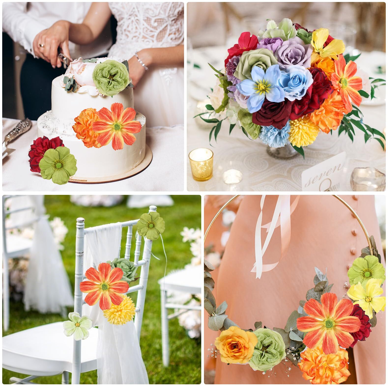 Rainbow Colorful Flowers Combo Box Artificial Bouquets Party Baby Shower