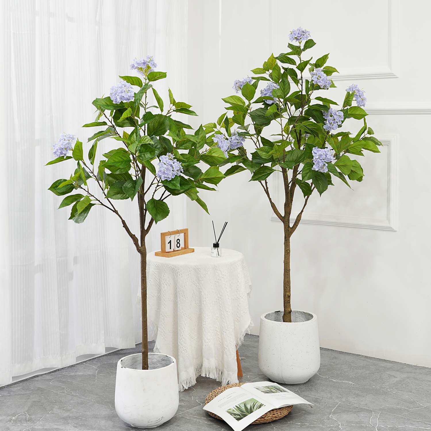 Artificial Hydrangea Flowers Tree 4ft/5ft Tall Potted Decorative Hydrangea Tree