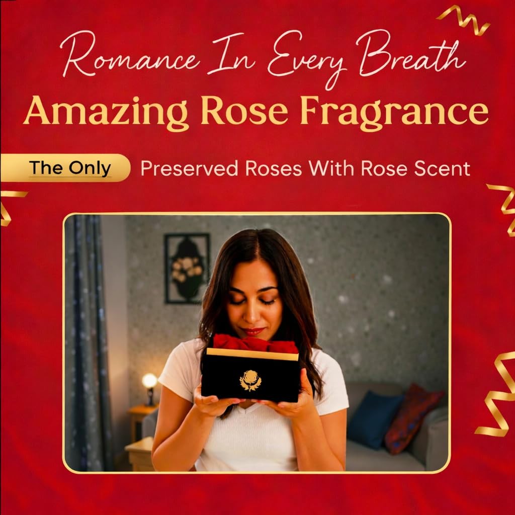 Eterno Bel Fiore Luxury Preserved Roses – I Love You Necklace – Velvet Box wi…