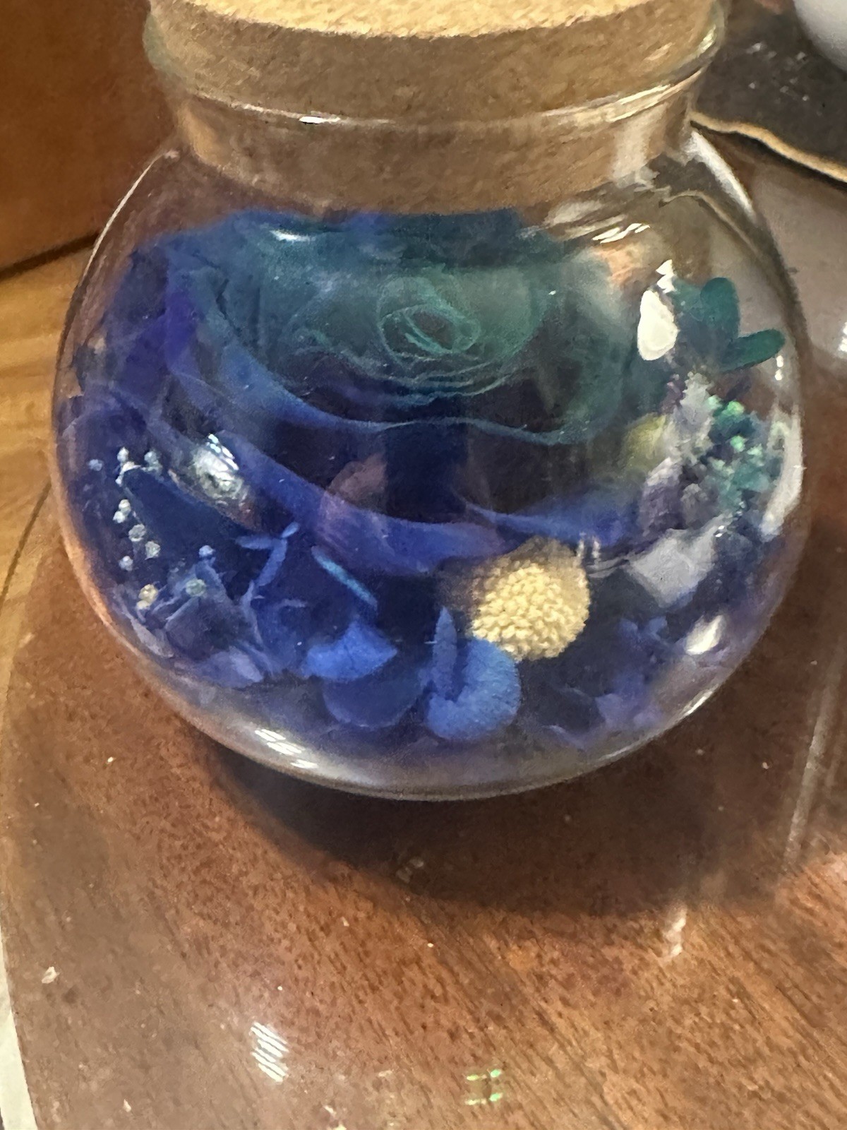 Blue wishing rose/eternal rose with light decoration
