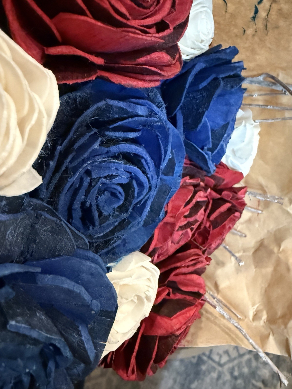 1 Dozen Red, White & Blue Faux Roses – A0242