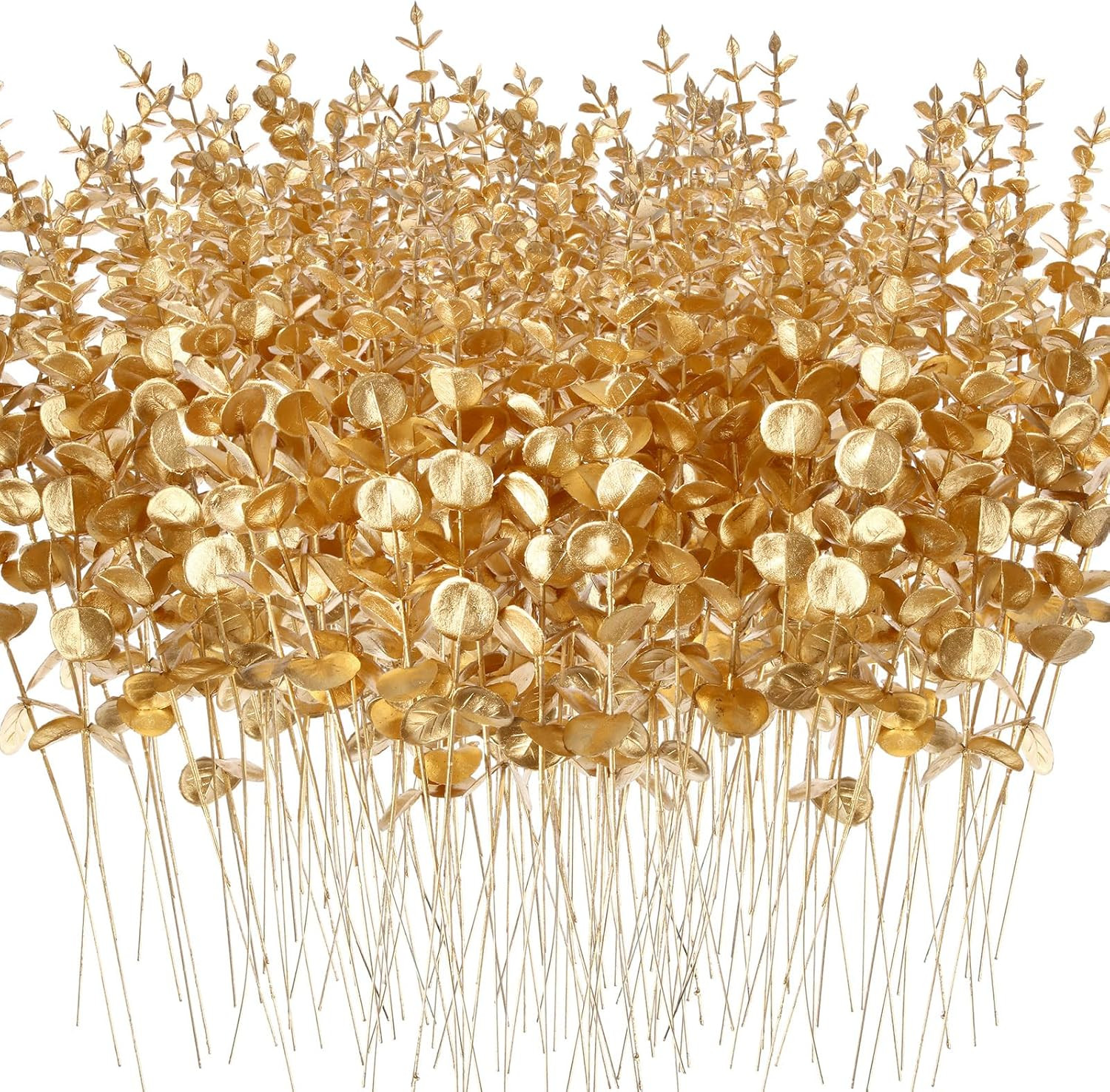 200Pcs Gold Eucalyptus Stems – 15In Decor for Home & Wedding Centerpieces