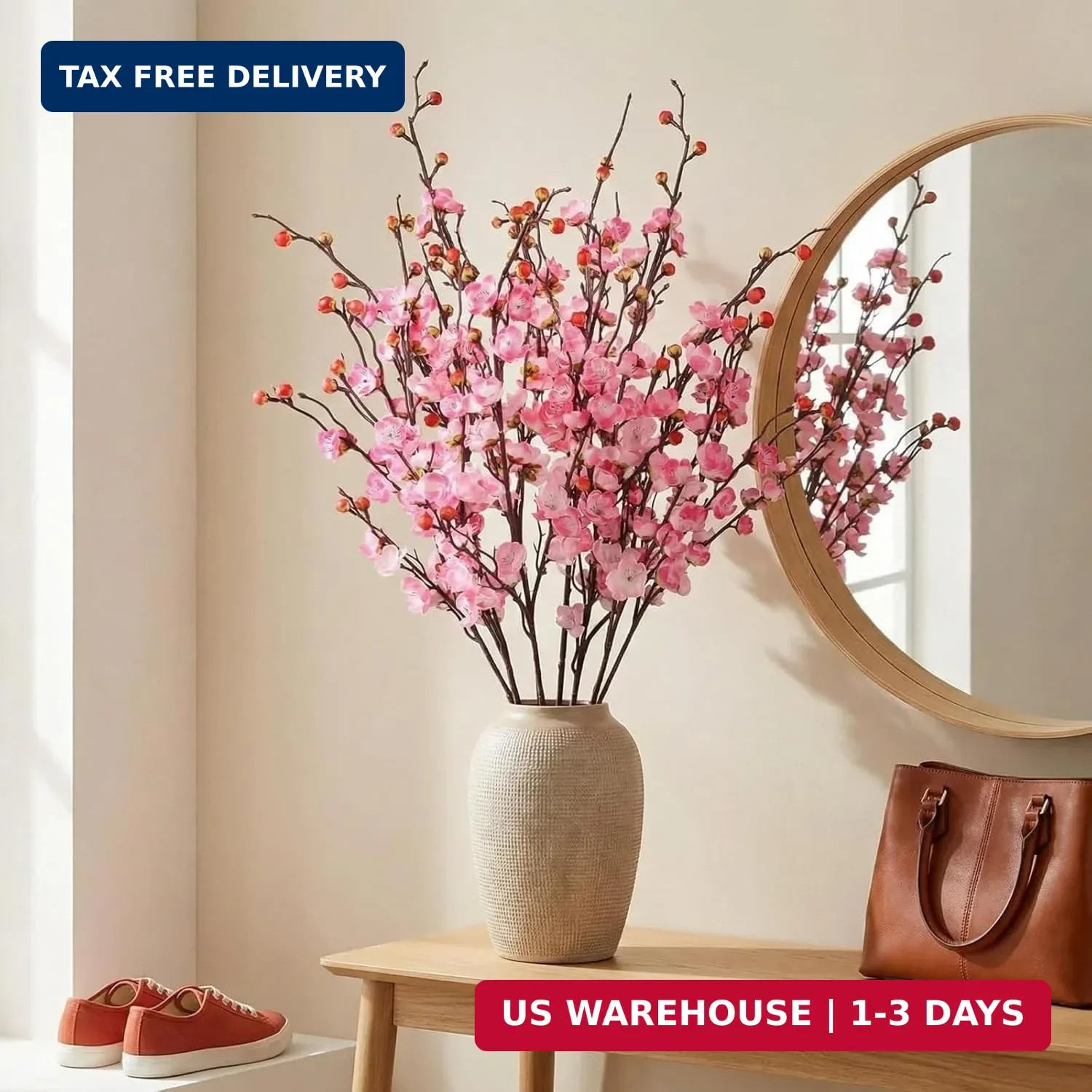 8pcs Pink Cherry Blossom Branches 36in Cherry Blossom Decor (pink, 36in) | artif