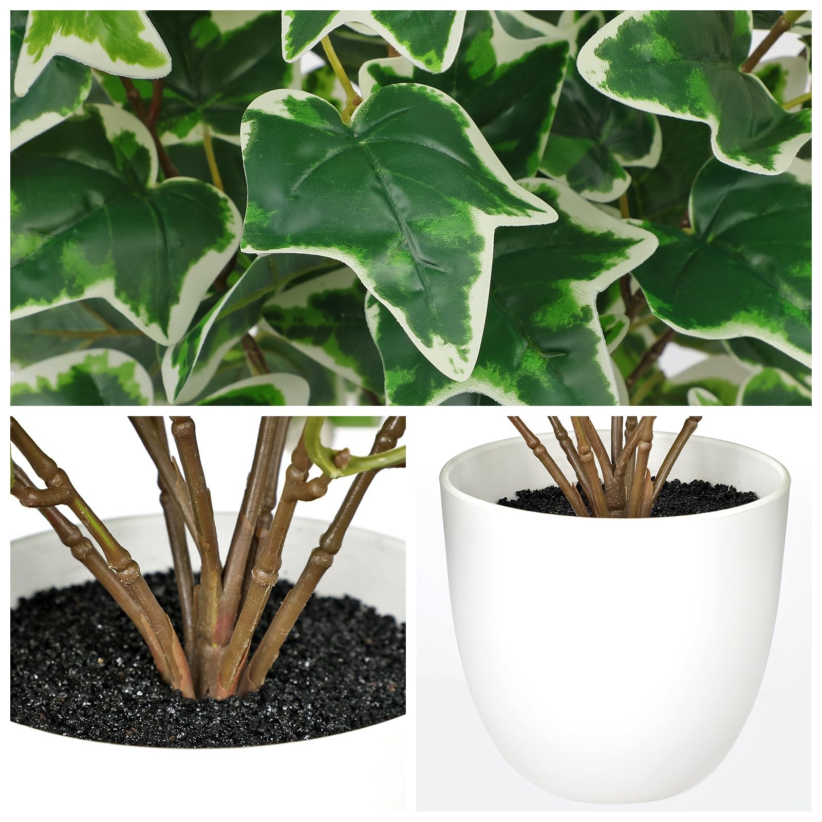 Artificial Ivy Plants in White Pot – 15.7″ Fake Plant Indoor Silk Faux Ivy Gr…
