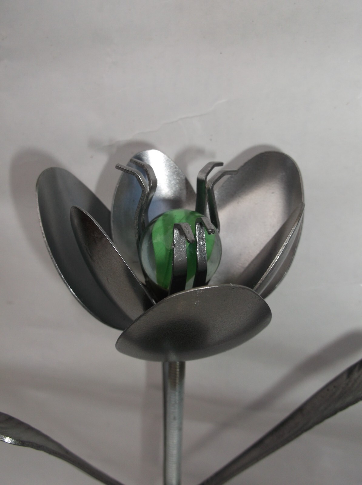 Green Tulip, Metal Art Tulip, Spoon Flower, Recycled Silverware Flower