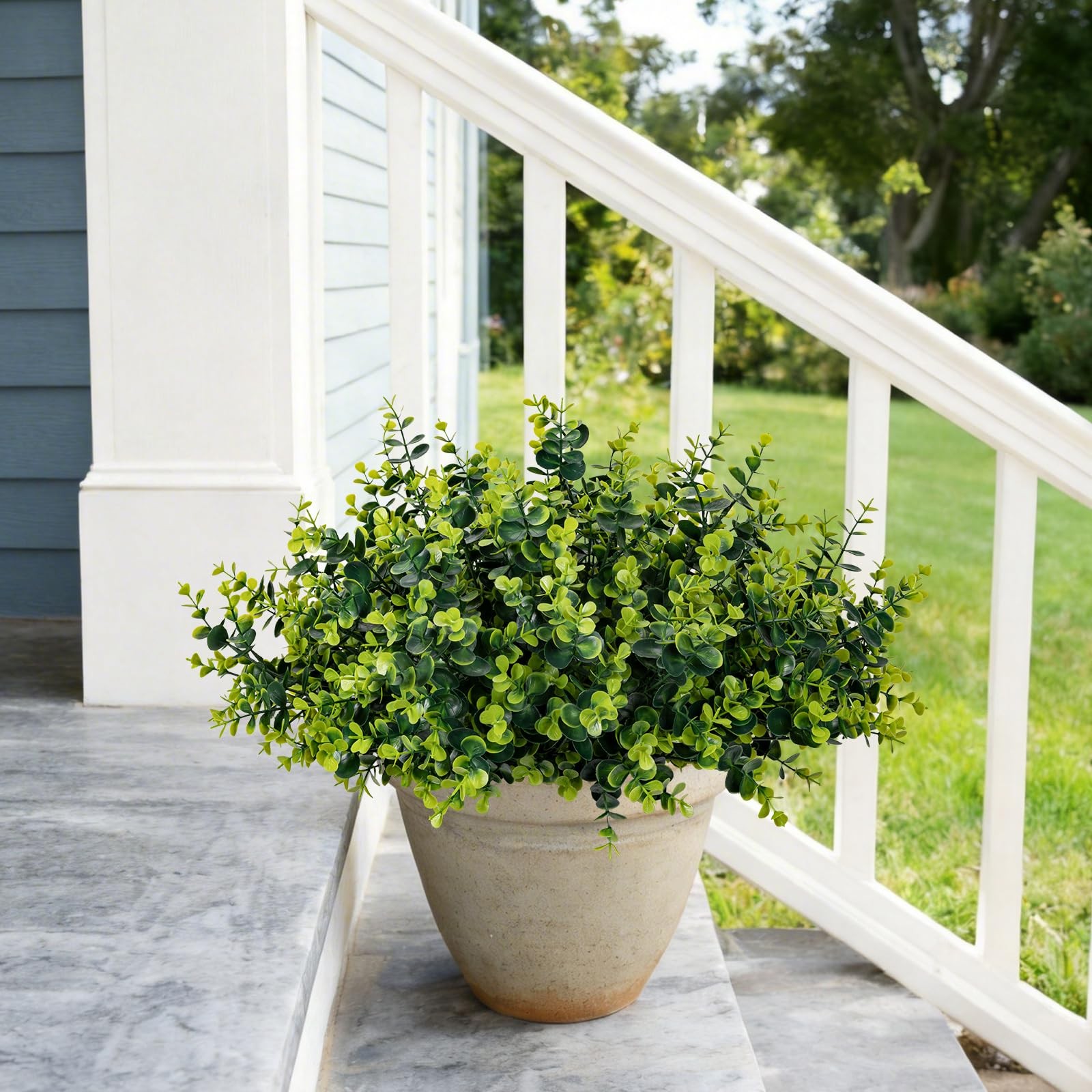 Artificial Fake Greenery Plants Boxwood Shrubs Grass for Outdoor,12 Bundles