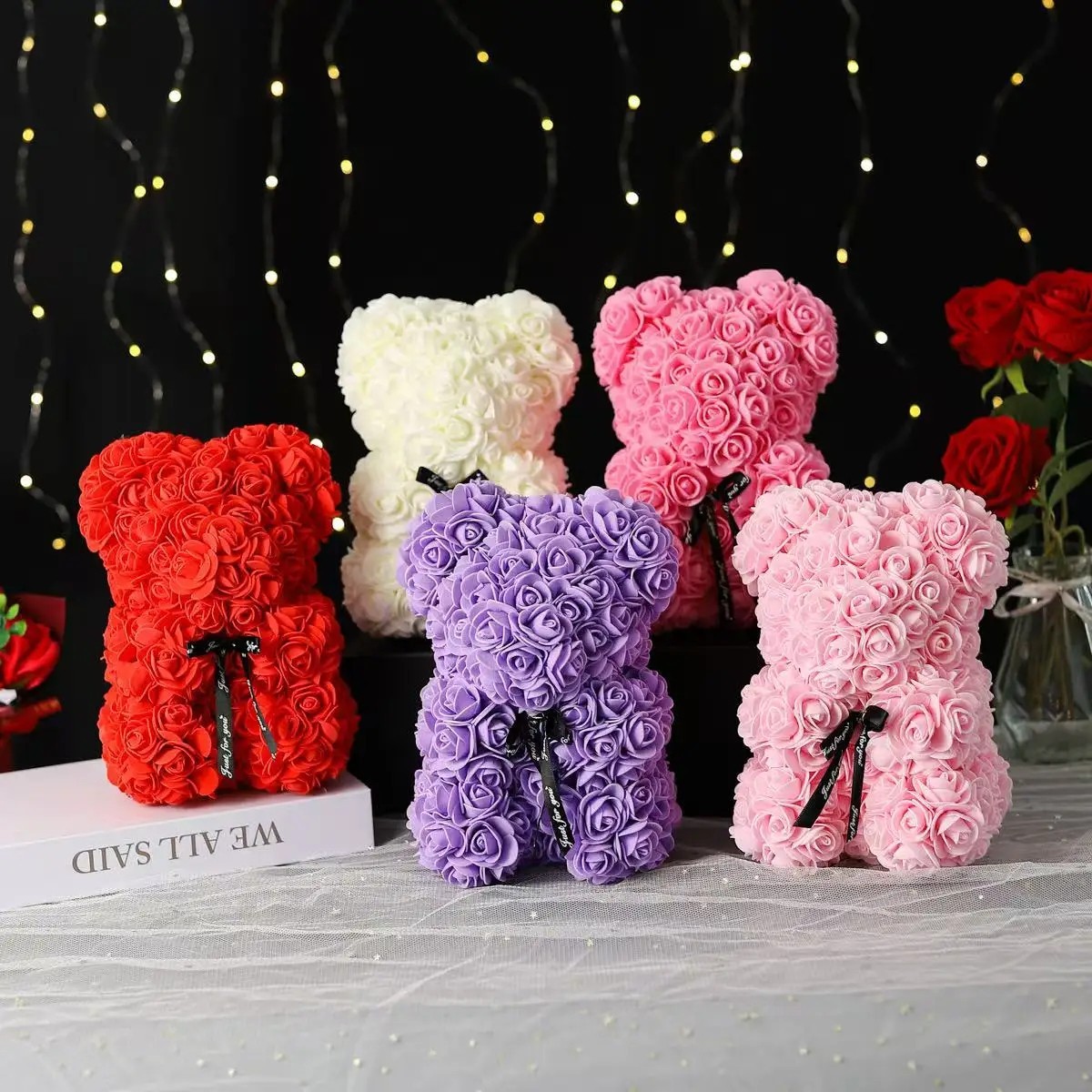 Rose BeRose ar Teddy Artificial Flower Gift Birthday Wedding 25cm
