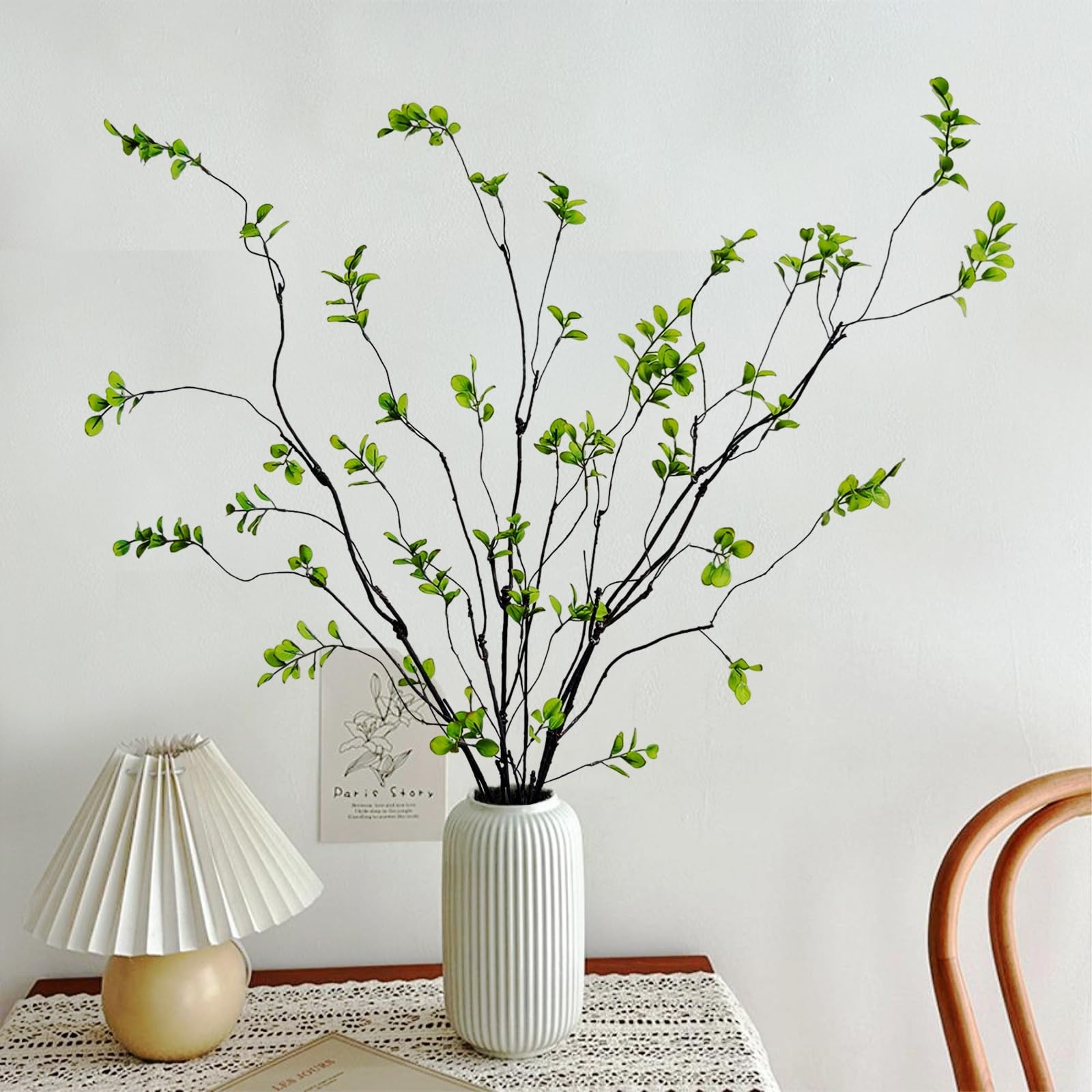 4 Pcs Artificial Ficus Branches Faux Eucalyptus Stems, 47.2 Inch Fake Greener…