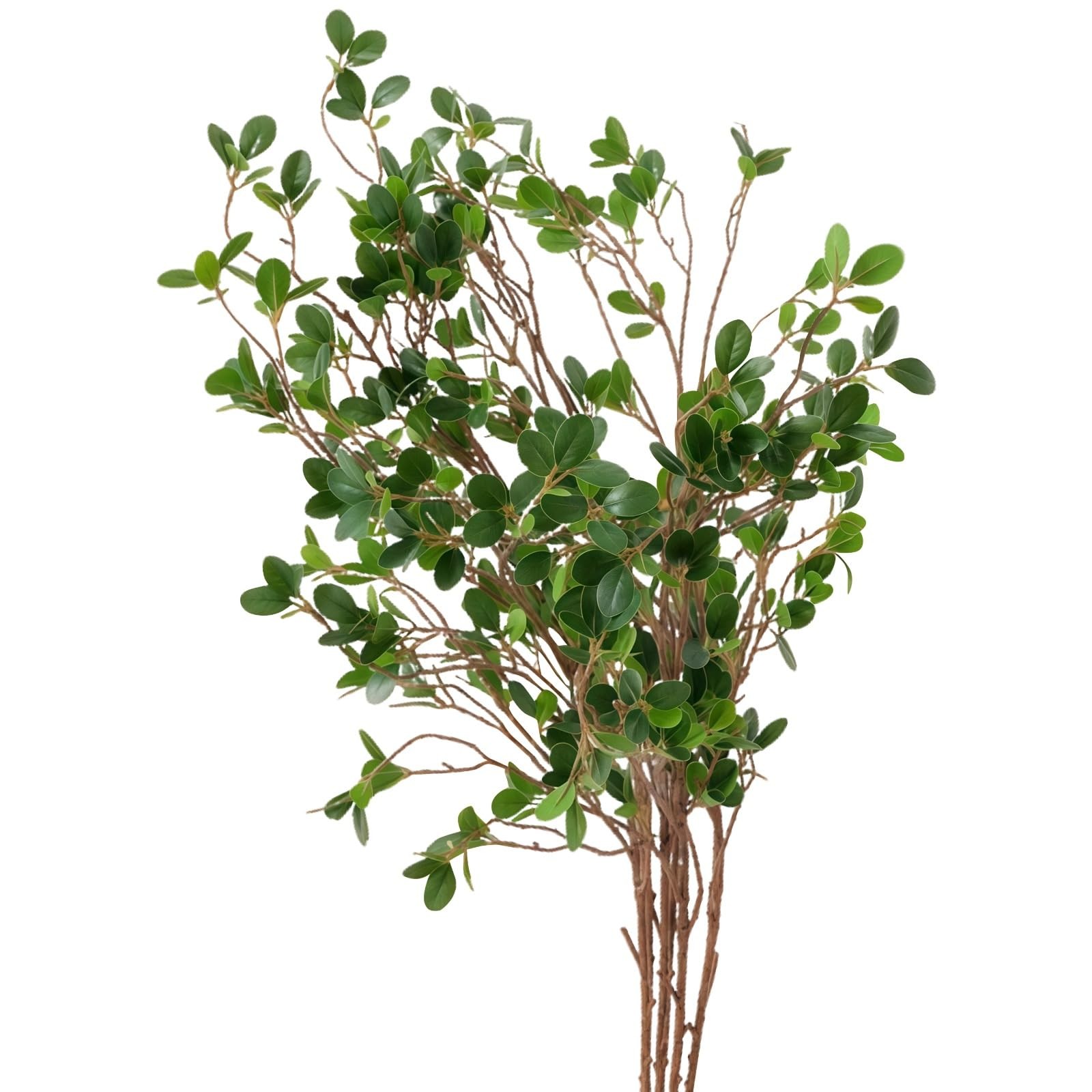6 Pcs Artificial Plants Green Milan Leaf Branches, 45 in Faux Greenery Stems …