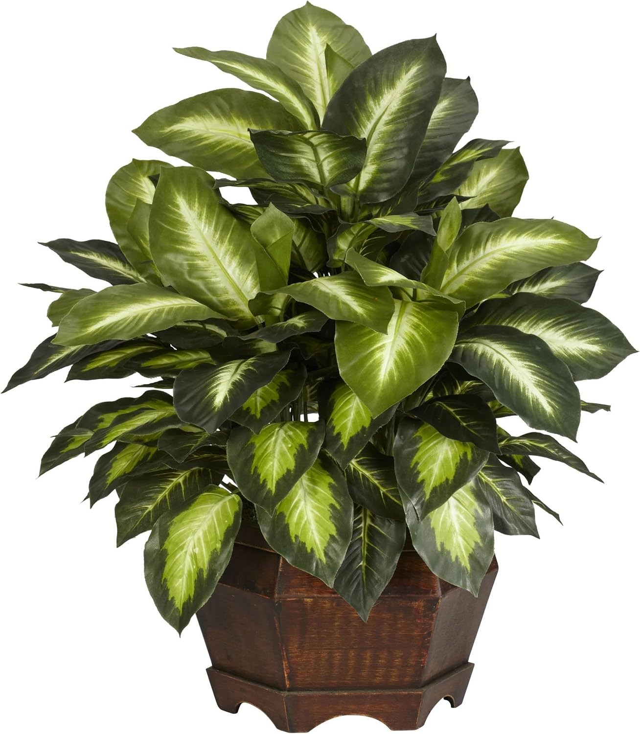 24in Artificial Dieffenbachia Silk Plant with Modern Hexagon Planter,
