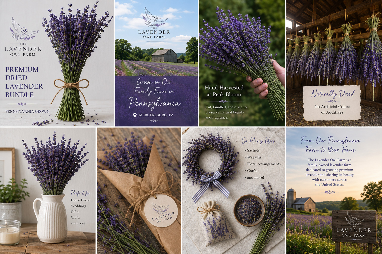 Dried Lavender Flowers Bundle Fragrant USA Farm Grown Wedding Decor Gift Bunch