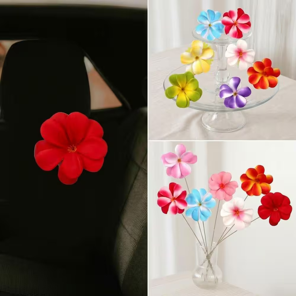 3.23 in Artificial Red Plumeria Rubra Flower Heads Silk Indoor Outdoor Decorativ