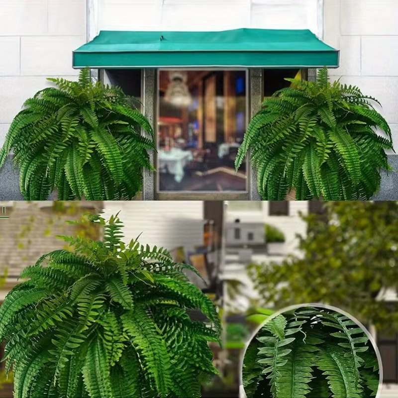 2Pcs Artificial Boston Fern Bush UV Resistant Large Faux Ferns Artificial Plants