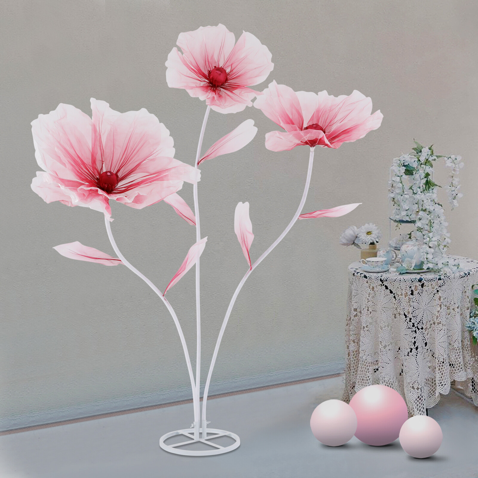 3-Head Artificial Flowers Floral Bridal Wedding Bouquet Home Party Decor