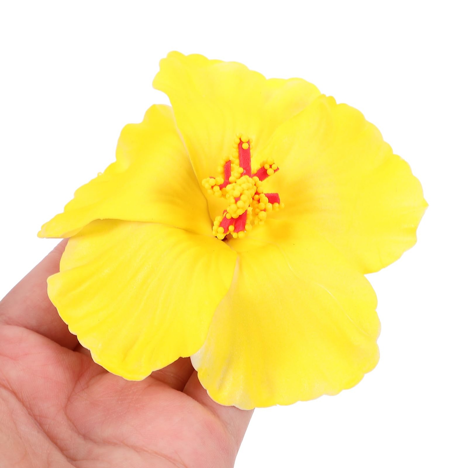 10Pcs Artificial Hibiscus Flowers Yellow Eva Tropical Faux Floral Heads for H…