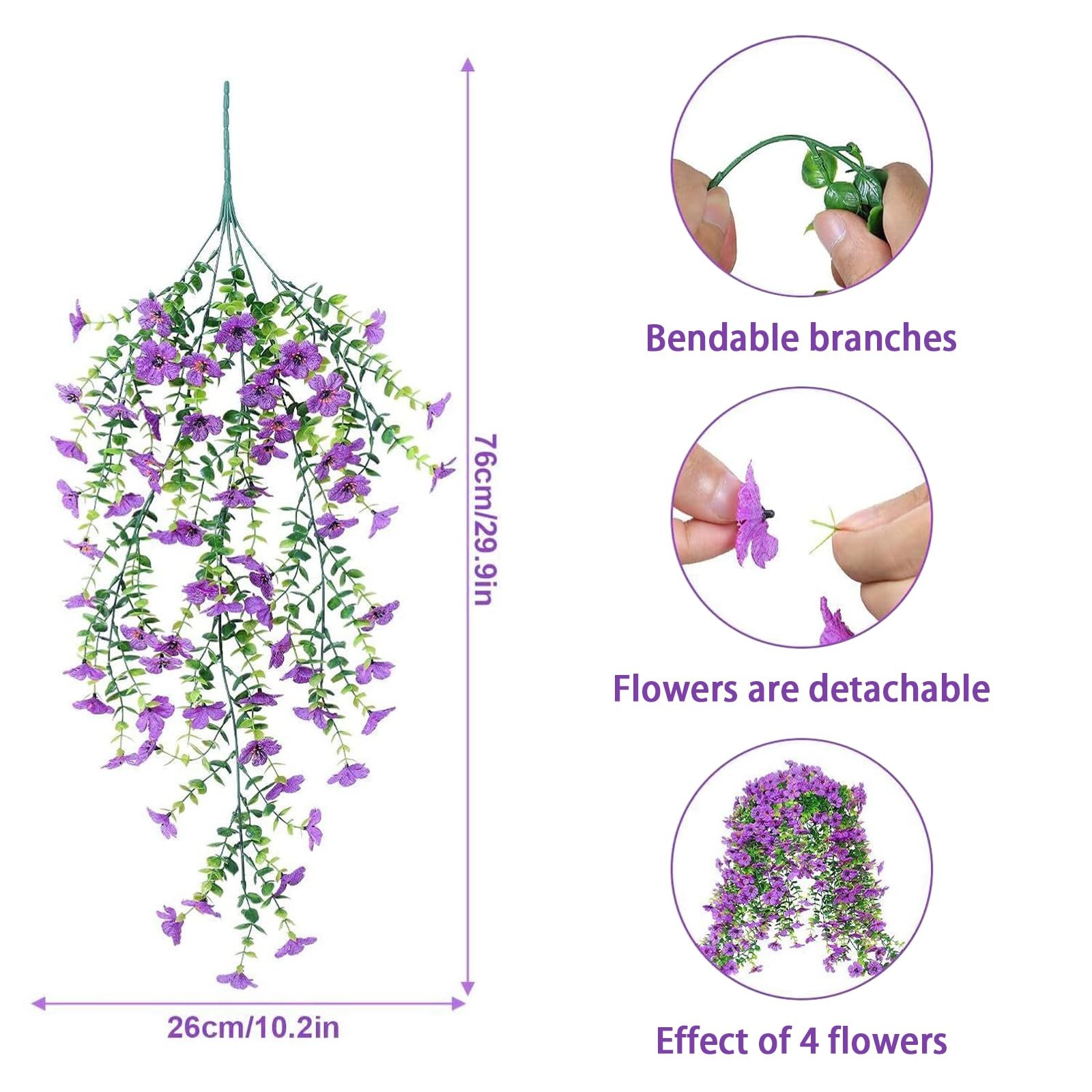 2 PCS Artificial Fake Hanging Flowers Plants,Faux Silk Daisy with Eucalyptus …
