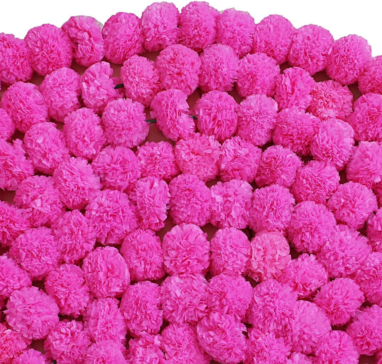 Artificial Marigold Fluffy Flower Garlands Pink For Home Event Party Decoration