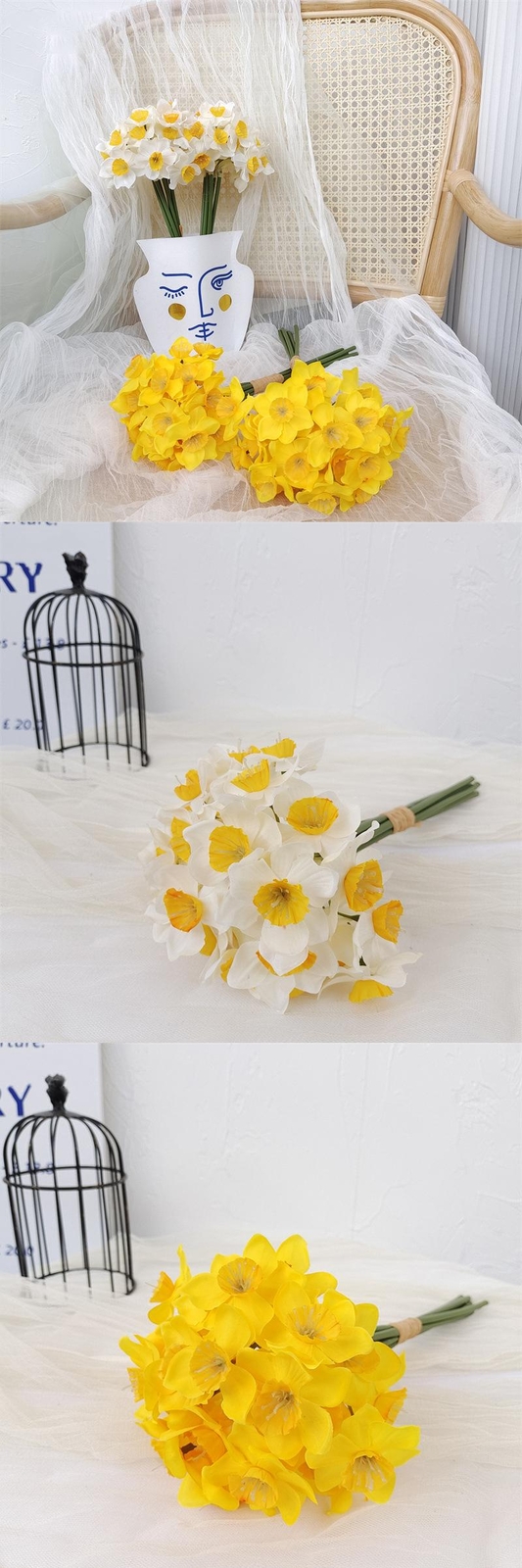 6pcs Artificial Narcissus Flower Bouquet Home Garden Room Desktop Fake Flower