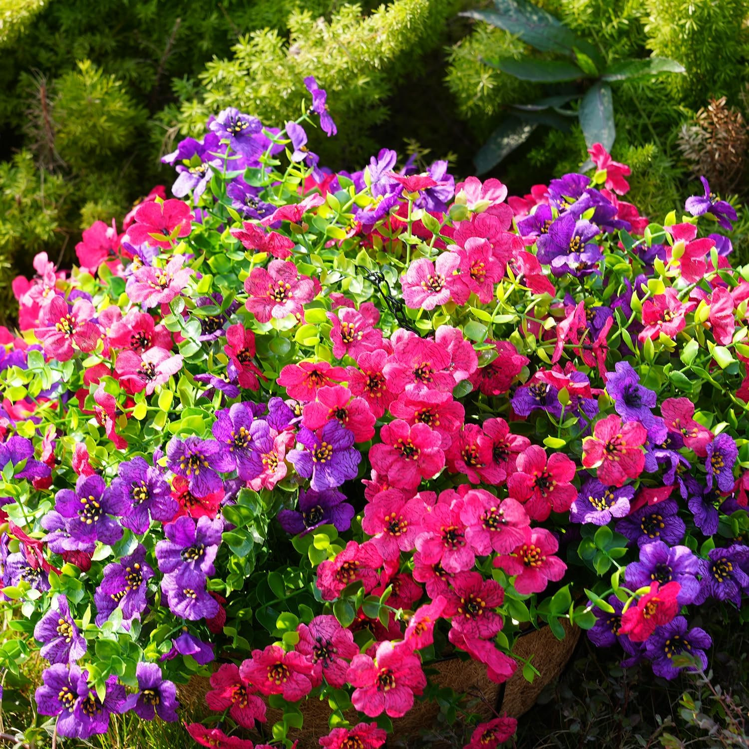 Artificial Flowers for Outdoor, UV Resistant Fake Silk Flowers, Realistic Faux P