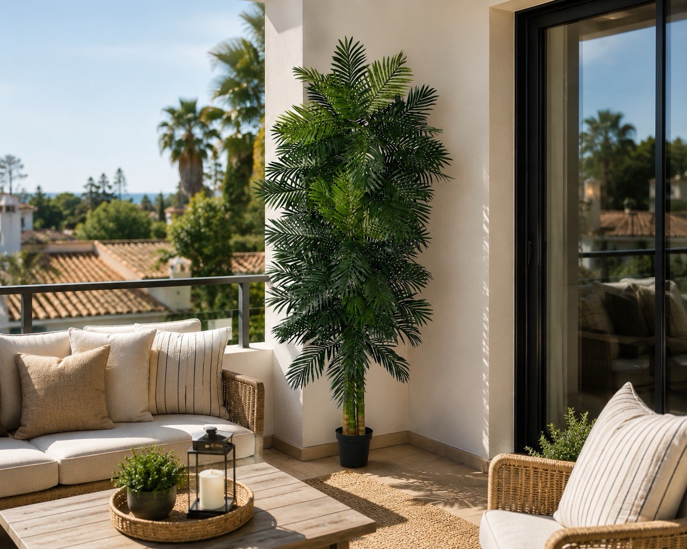 10’ Artificial Tropical Triple Golden Cane Palm Tree Real-Touch Home Decor