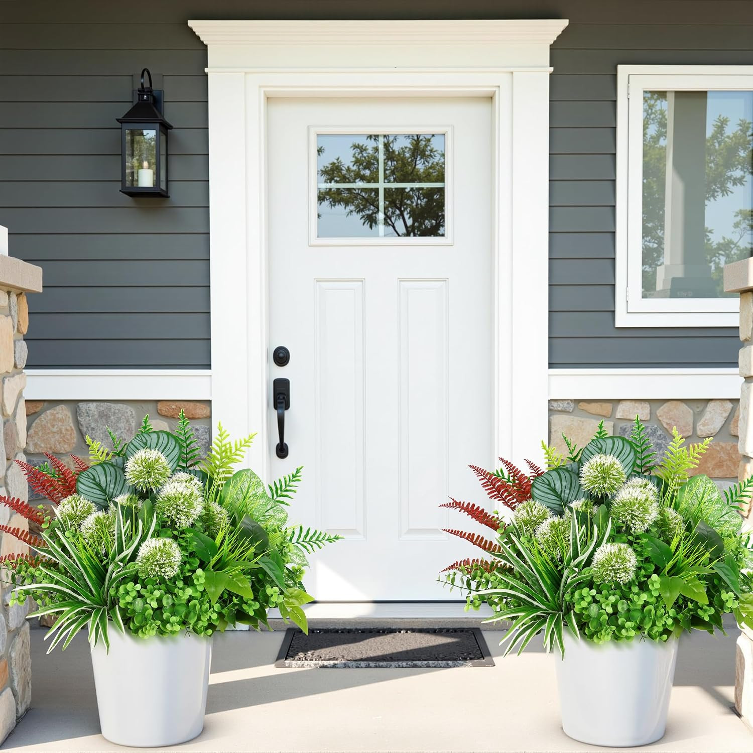 20PCS UV Resistant Artificial Greenery Plants for Outdoor Decor