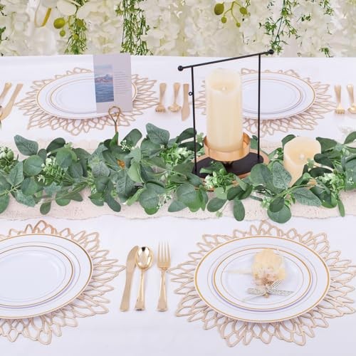 6.2ft Artificial Eucalyptus Garland with Butterfly Leaves and White Green
