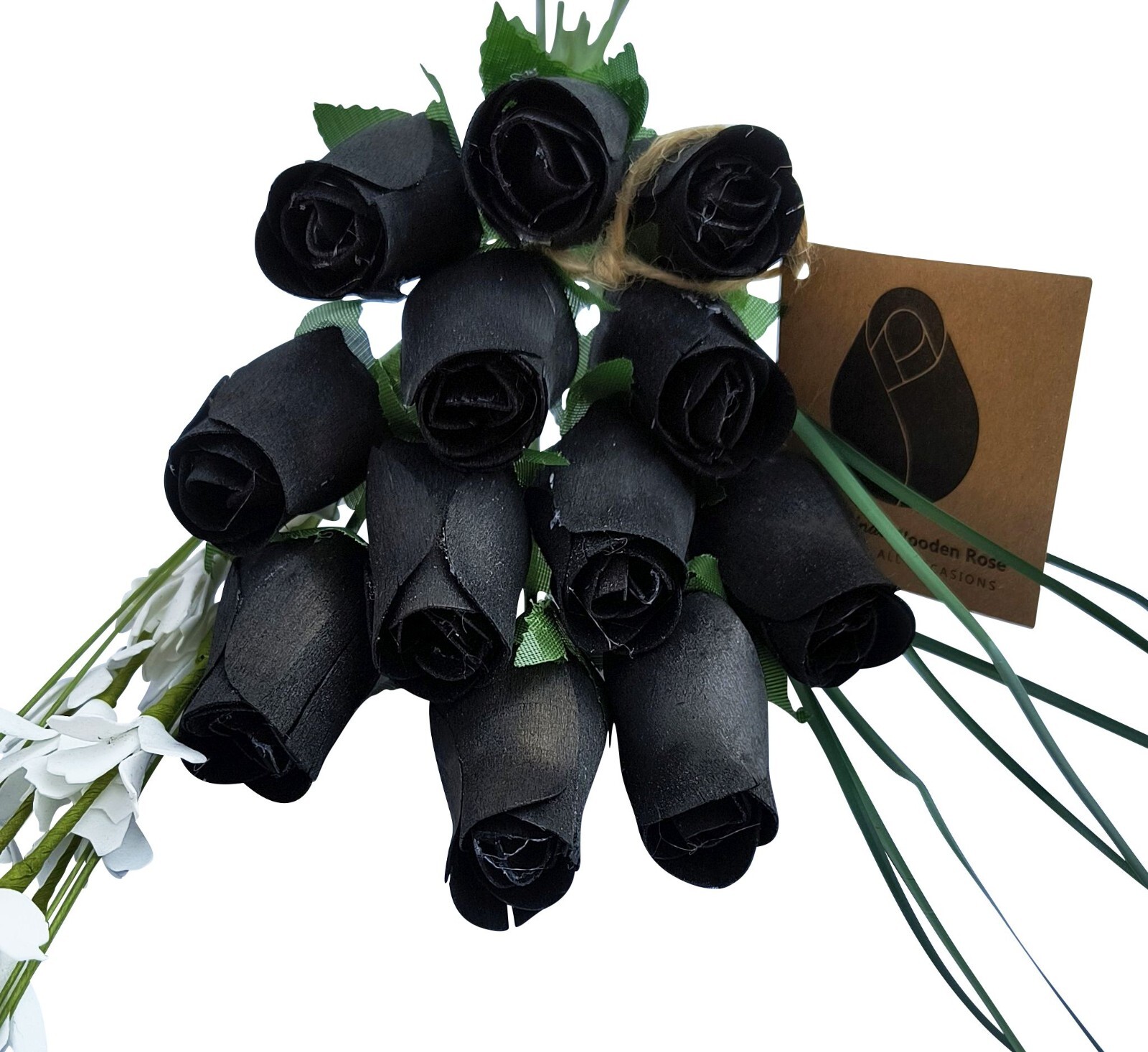 All Black Wooden Rose Bouquet. The Original Wooden Rose 1, 2, 3 Dozen