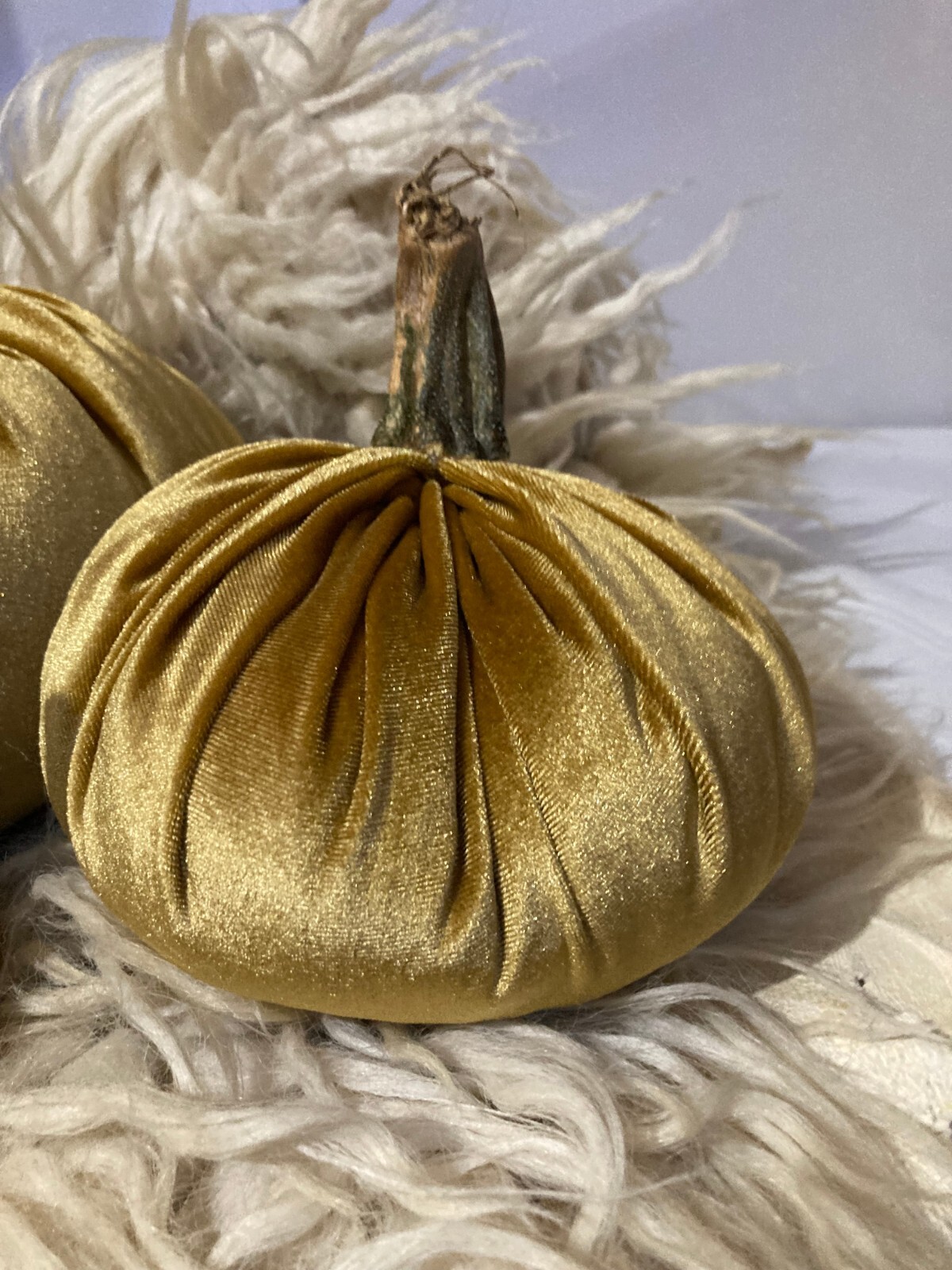 Golden Fall Velvet Pumpkins