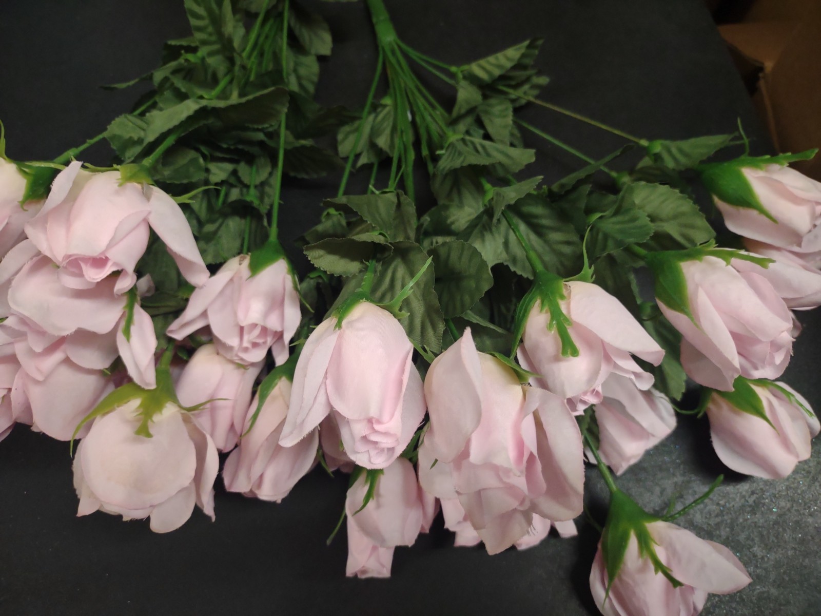 Set of 2 Bushes: 28 Roses Total, Pink Silk Rosebud Bush w 14 Wired Rose Buds