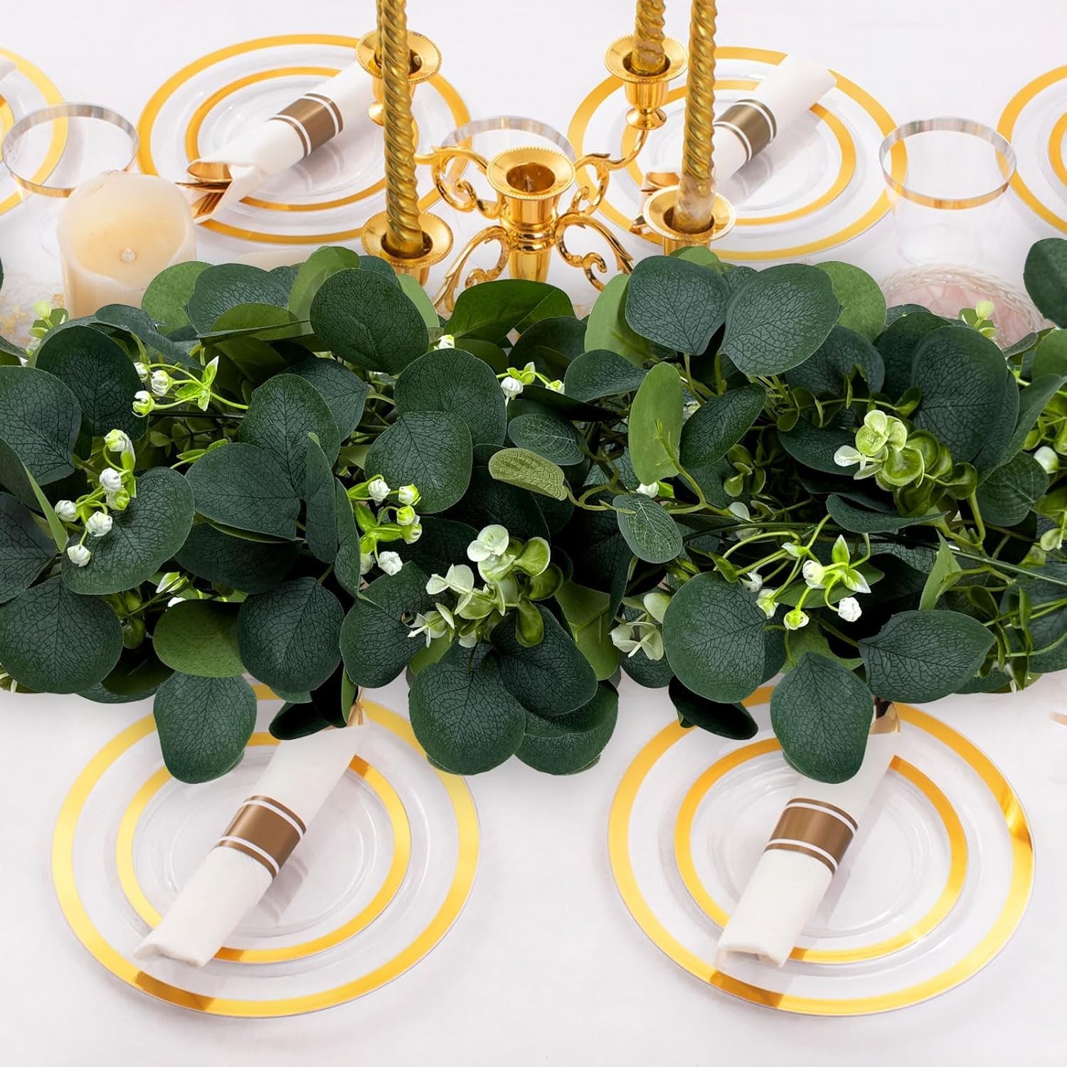 Eucalyptus Garland, 8Pcs 6FT Green Flower Garland Decor, Spring Summer