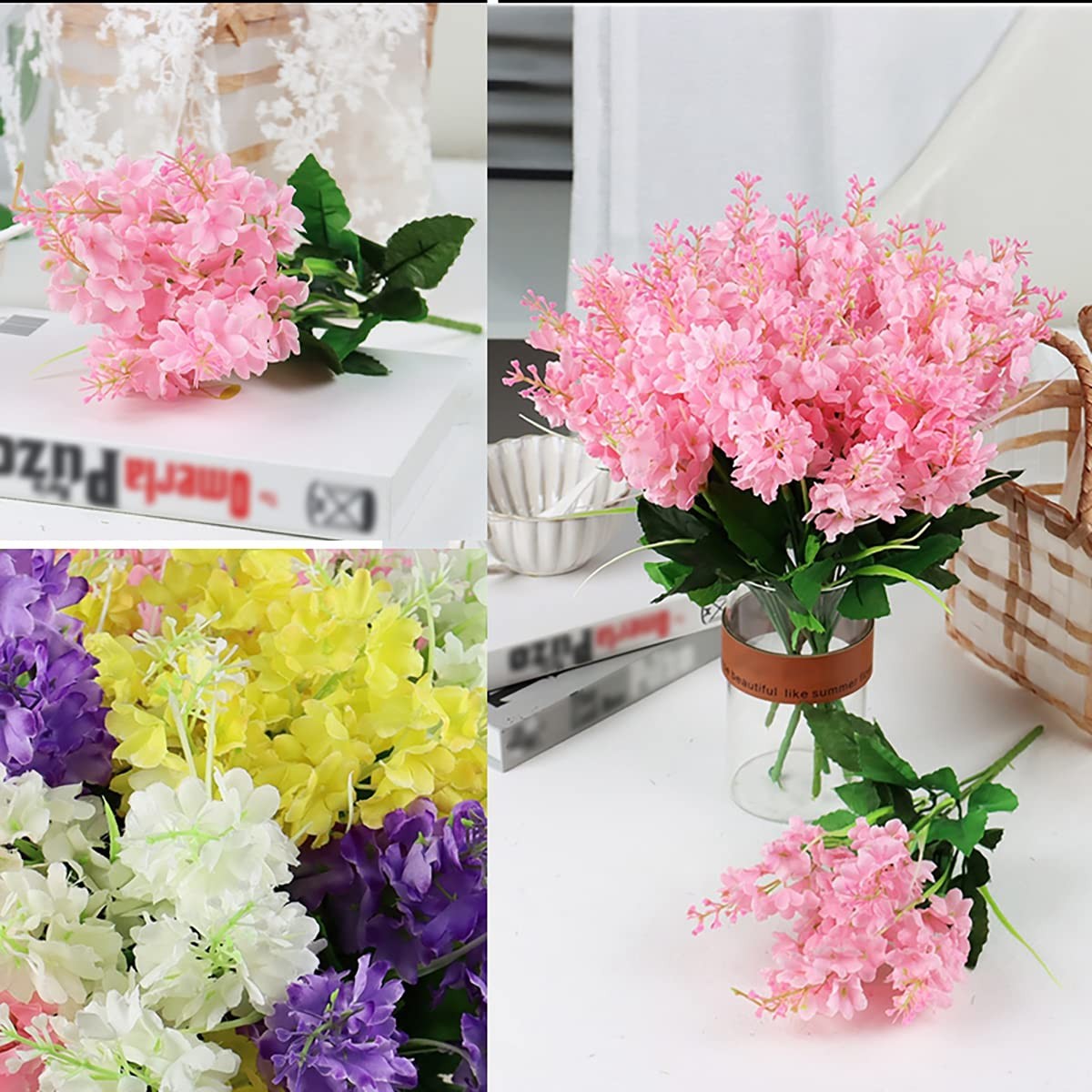 13.78 inch Artificial Hyacinth Flower Bouquet, Silk Hyacinth Flowers Fake Flo…
