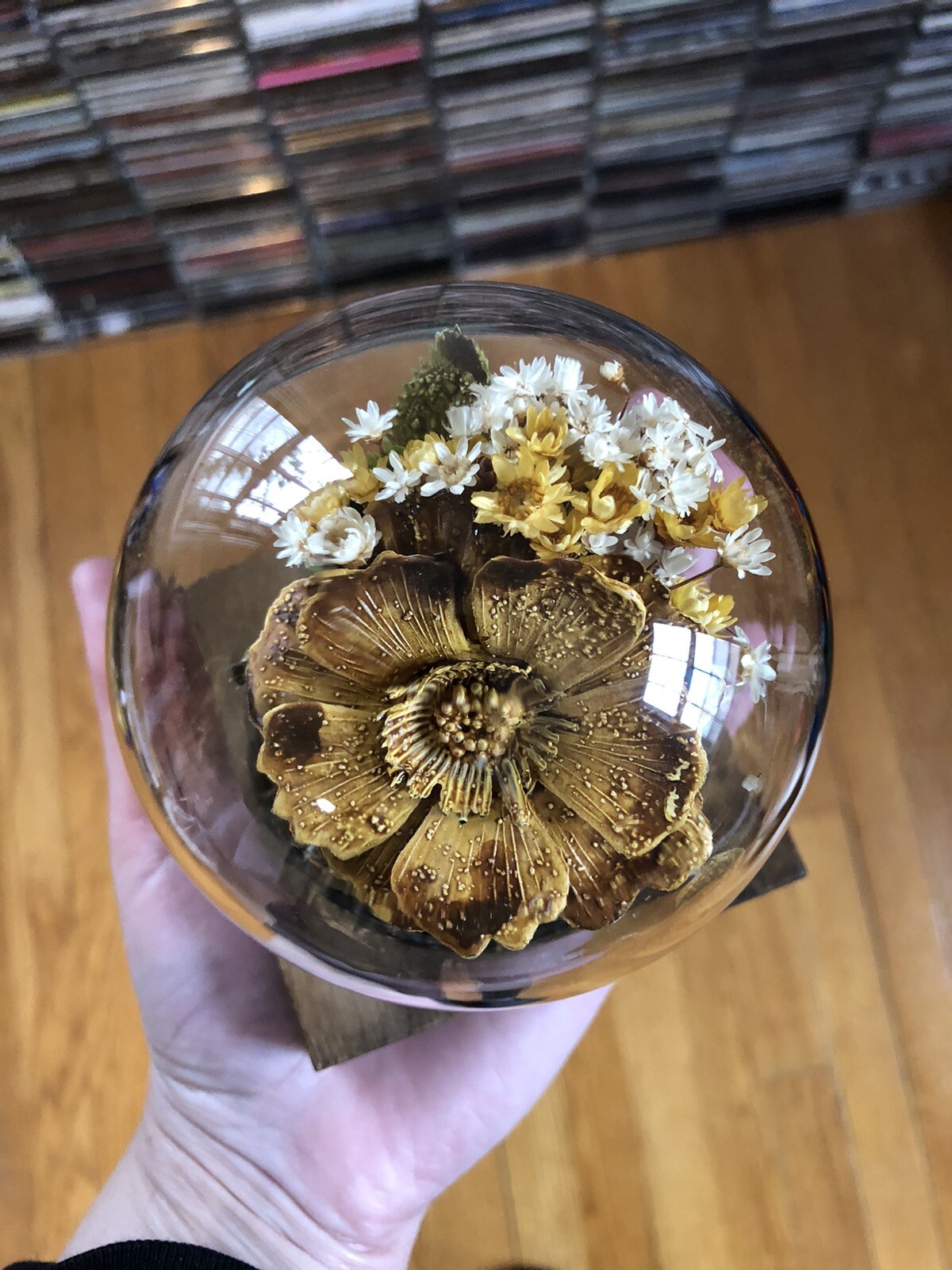 Vintage Glass Incased Flower Arrangement by Leonard Creations