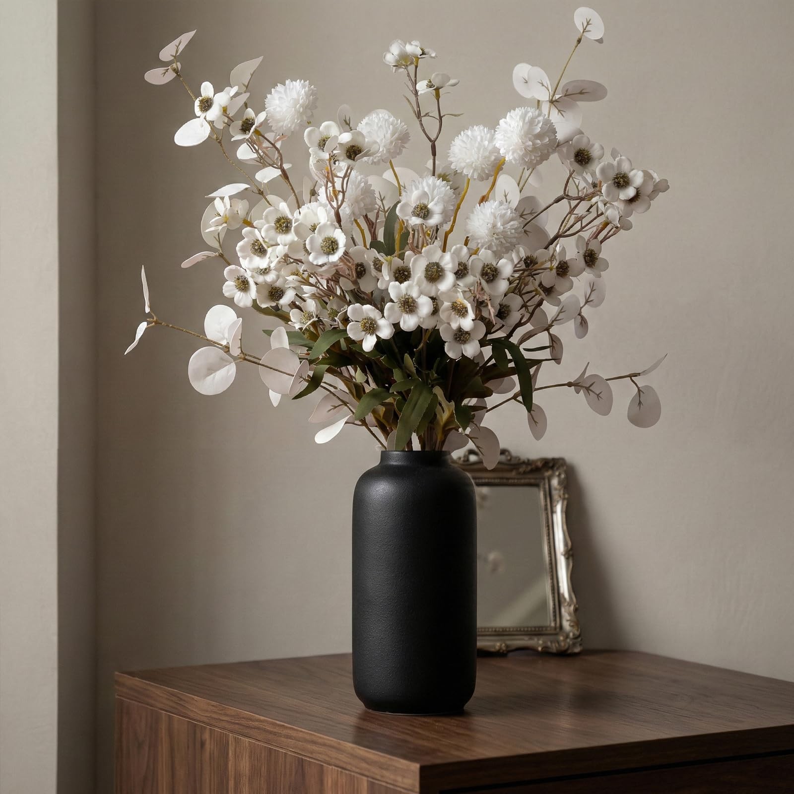 20Pcs Faux Flowers for Vase, White Kiku Artificial Flower Arrangements, Long …