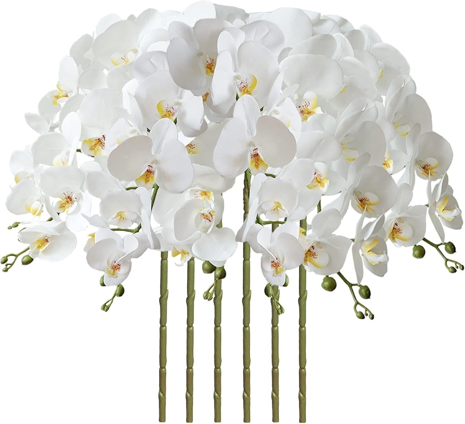 Fagushome 32″ Artificial Phalaenopsis Flowers 6 Pcs Artificial Orchid Flowers St
