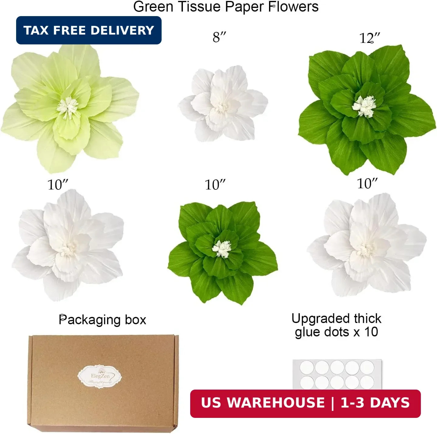 6PCS Paper Flowers Artificial Wall Decor 3D Tissue Paper Flowers Wedding Birthda