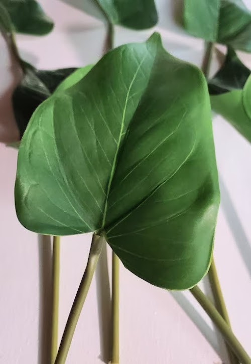 Real touch anthurium leaves with stems