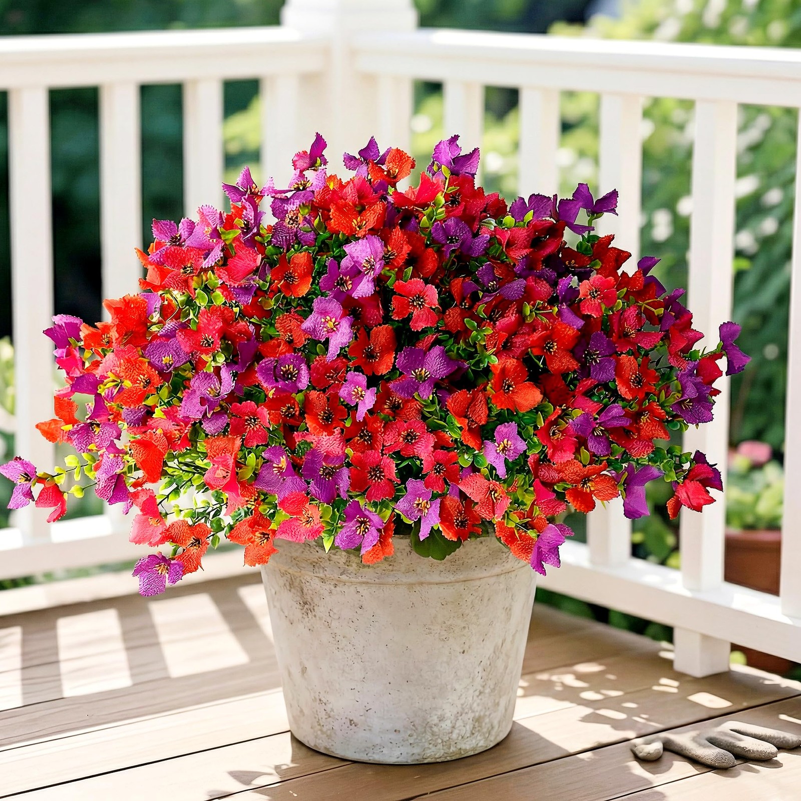 12Pcs Artificial Outdoor Flowers for Outdoors, Faux Silk Realistic Plants Shr…