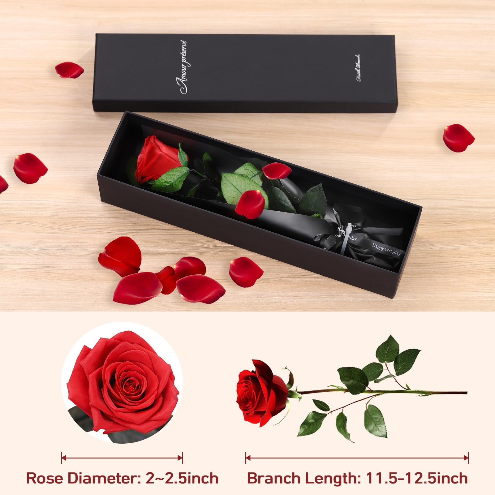 Preserved Rose Gift for Mom, Valentines Mothers Day 12” Preserved Rose Flowe…