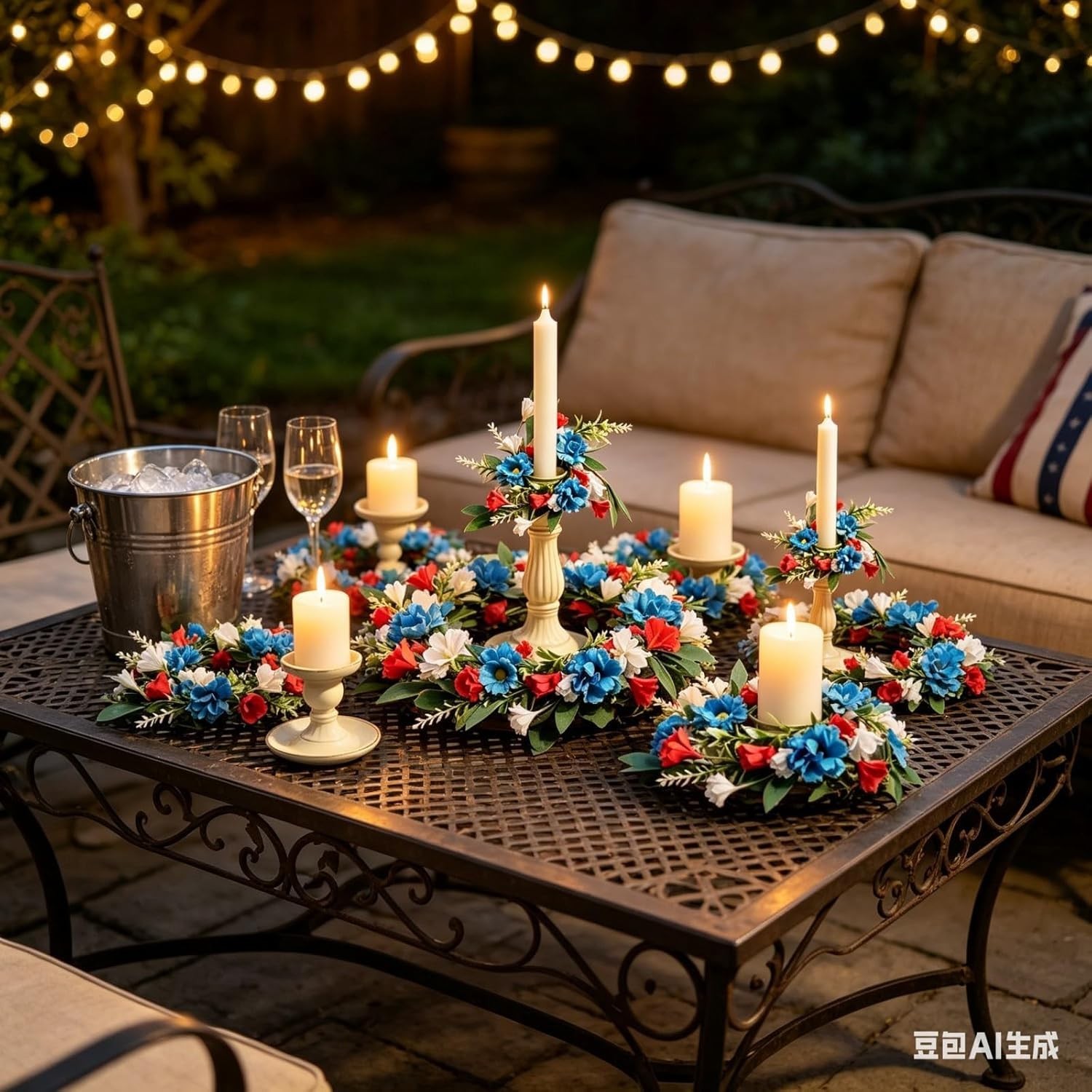 Candle Rings Wreaths 4th Of July Small Artificial Taper Candle Holder 6 Pcs Mini