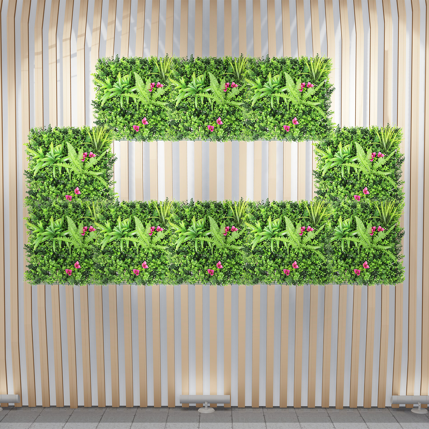 20″ Artificial Leaf Mat #12 3D Mixed Wall Hedge Decor Privacy Fence Panel Grass
