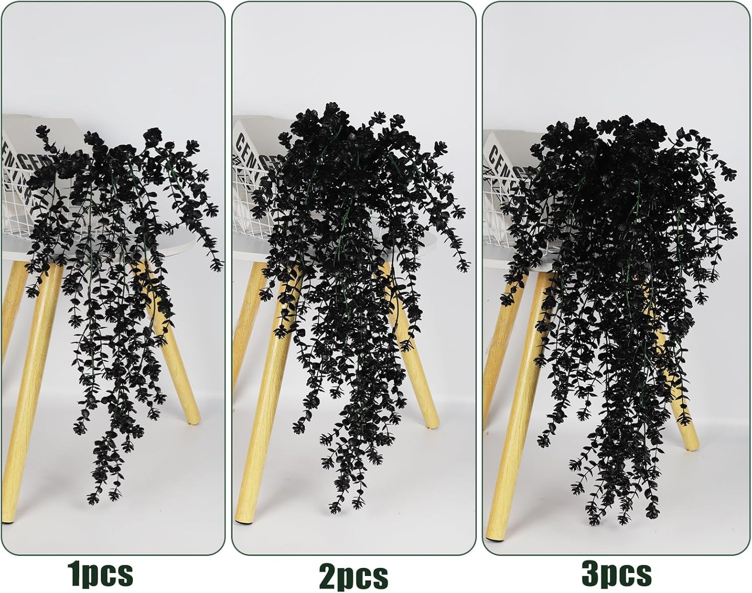 Black Hanging Flowers Faux Hanging Plants Black Artificial Plants | Fake Greener