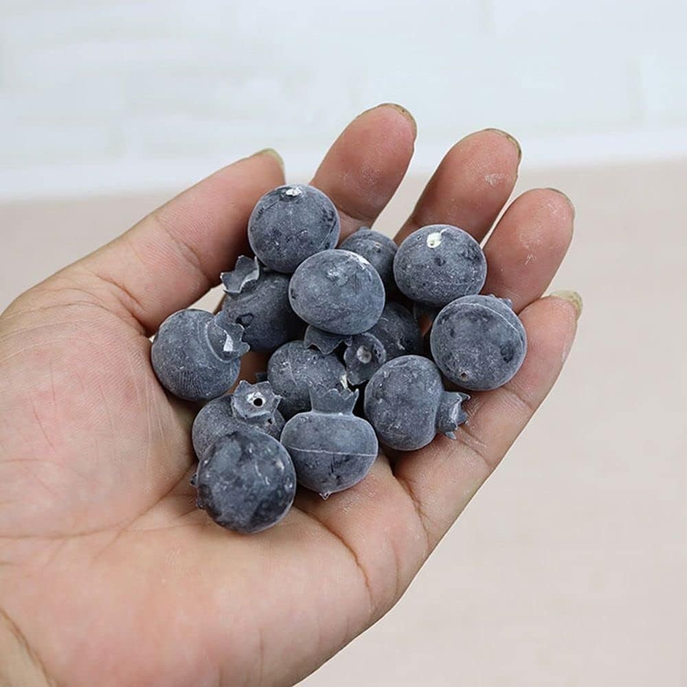 20 Pcs Artificial Blueberries Realistic Fake Blue Berry Plants Fruit Flowers