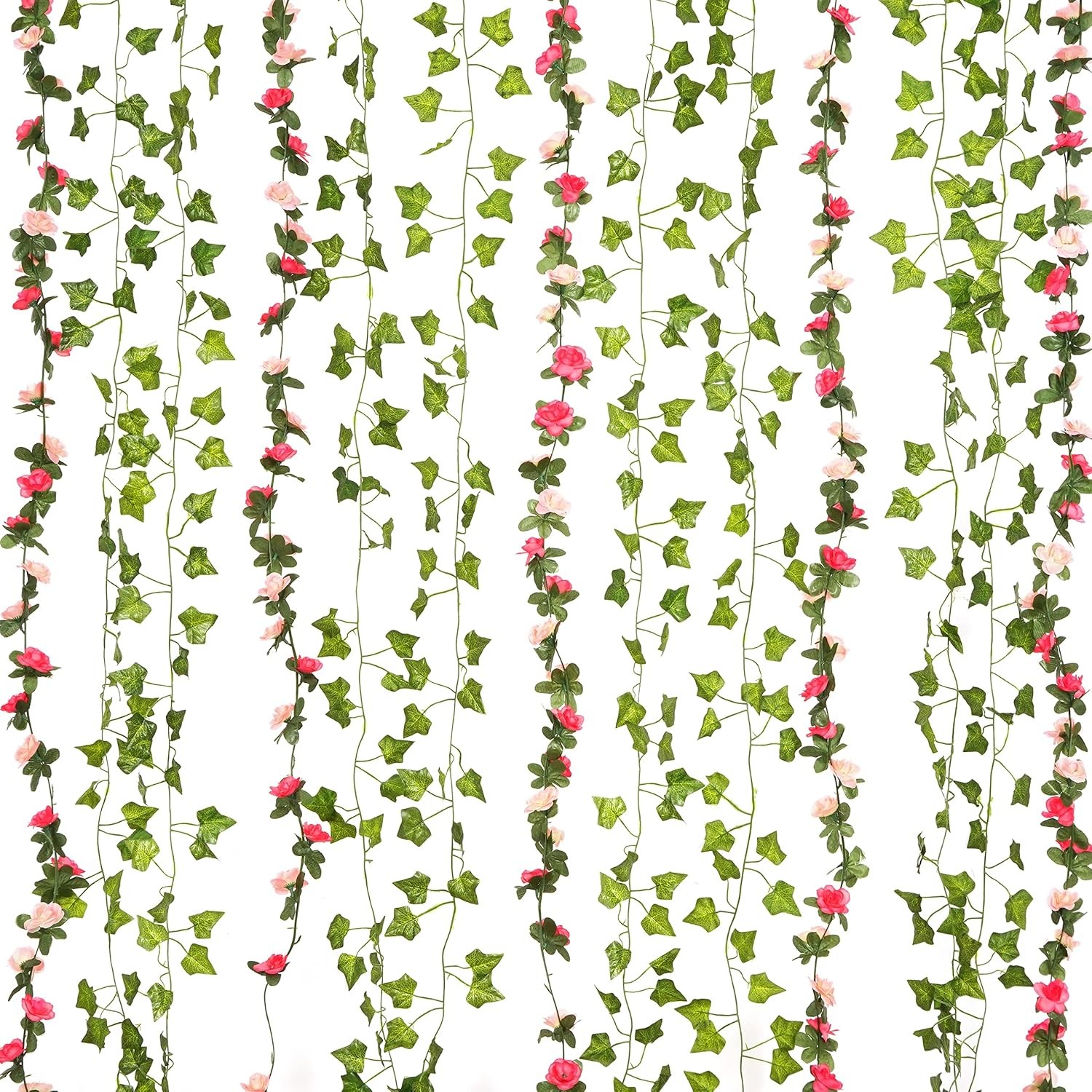 5 Pcs 41Ft Flower Garland Artificial Rose Vines with 5 Pcs 34.5Ft