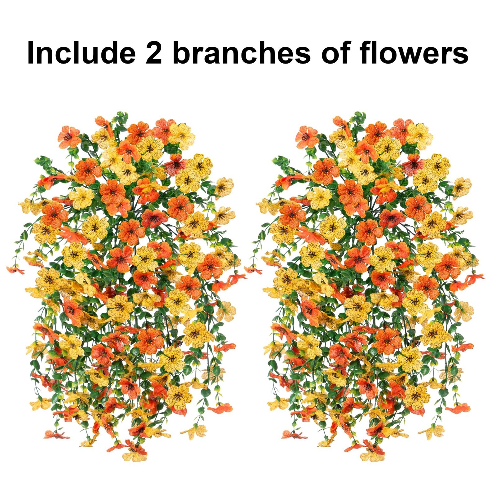 2Pcs UV Resistant Artificial Flowers – Silk Mums & Eucalyptus Hanging Plants Dec