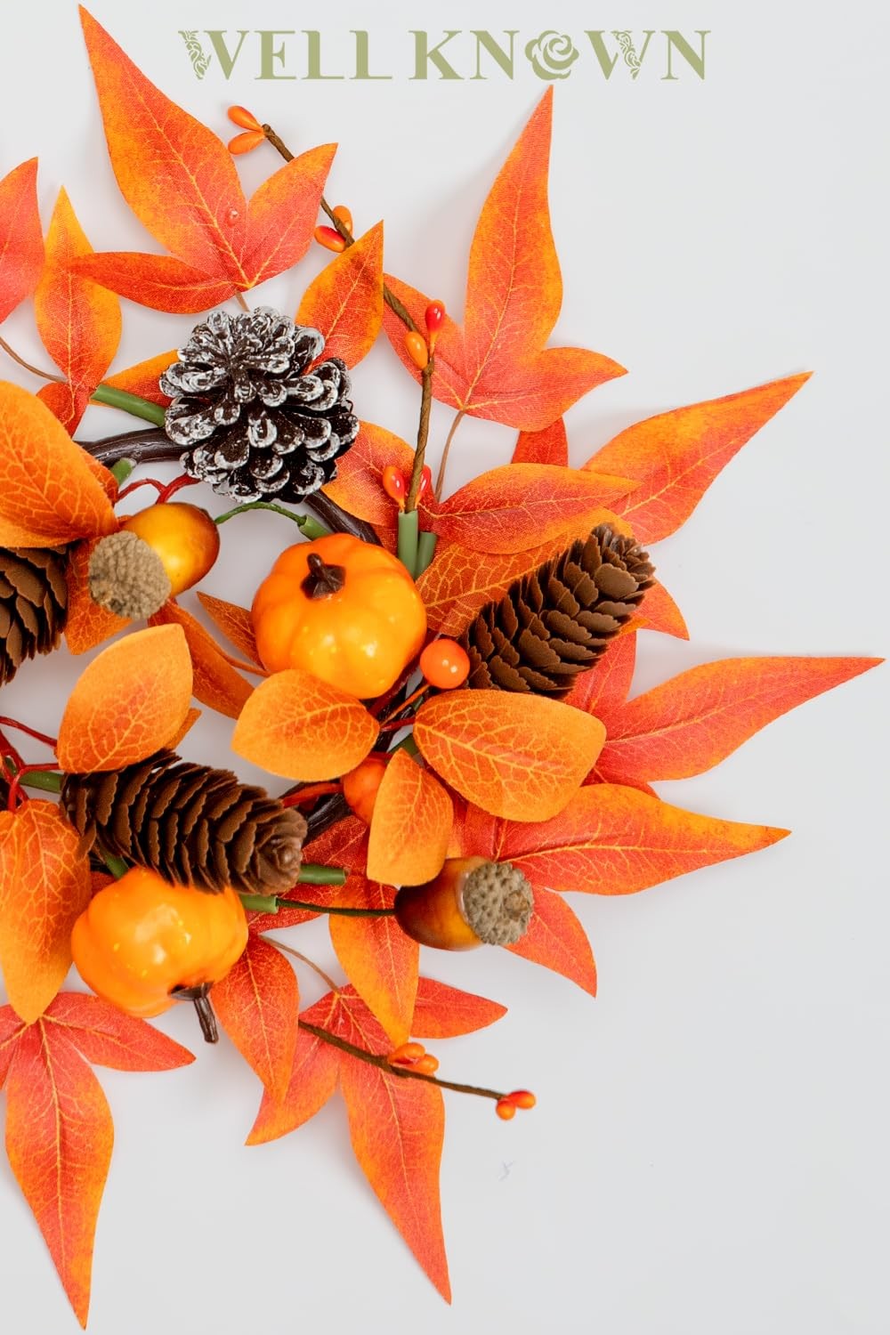 2 Pcs Mini Fall Orange Pumpkin & Maple Candle Rings Wreath for Pillars Home T…